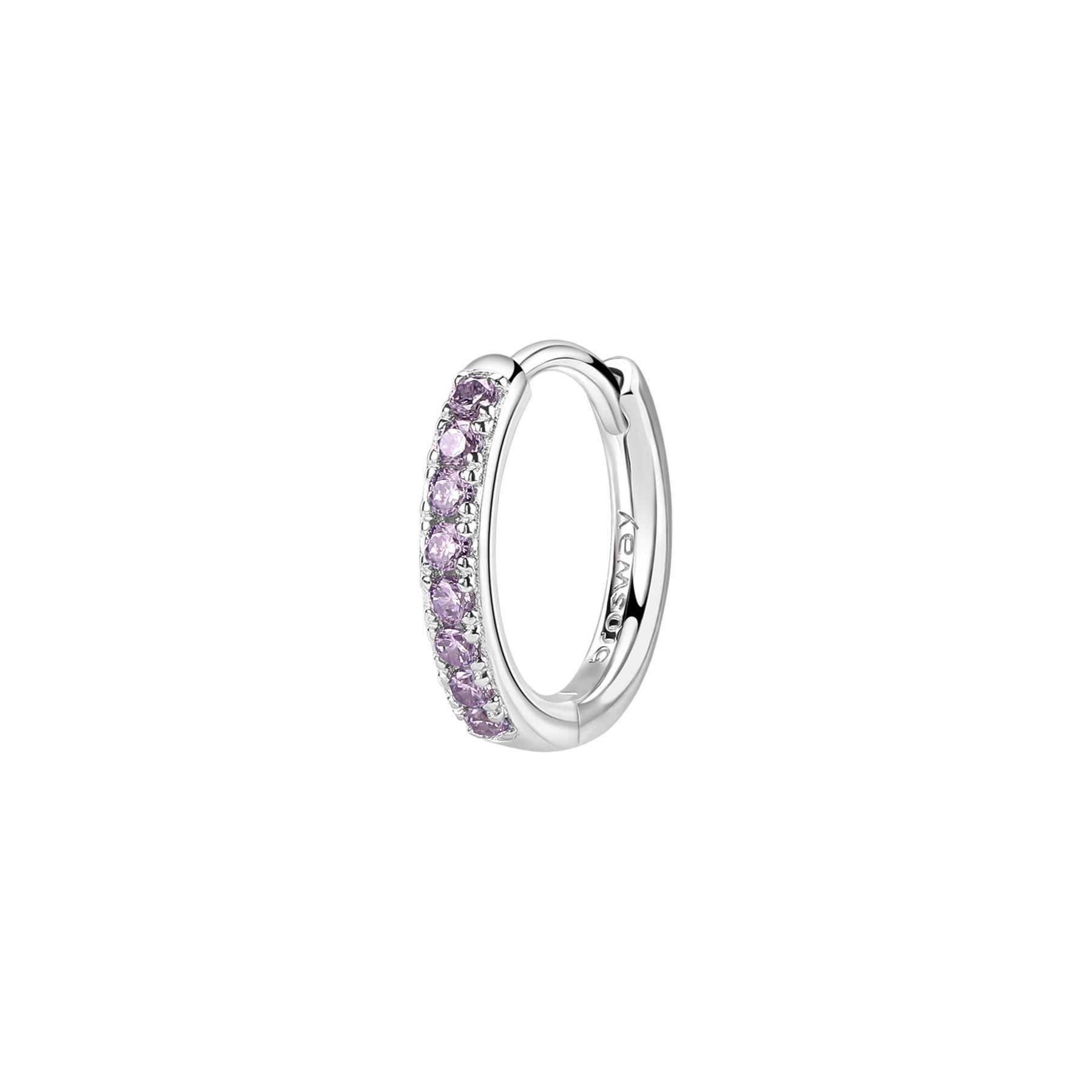 Mono orecchino Fancy in argento con zirconi viola - BROSWAY