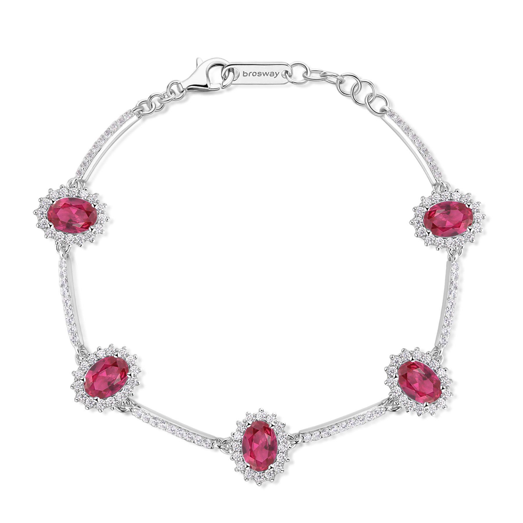 Bracciale Fancy in argento con zirconi bianchi e rossi - BROSWAY