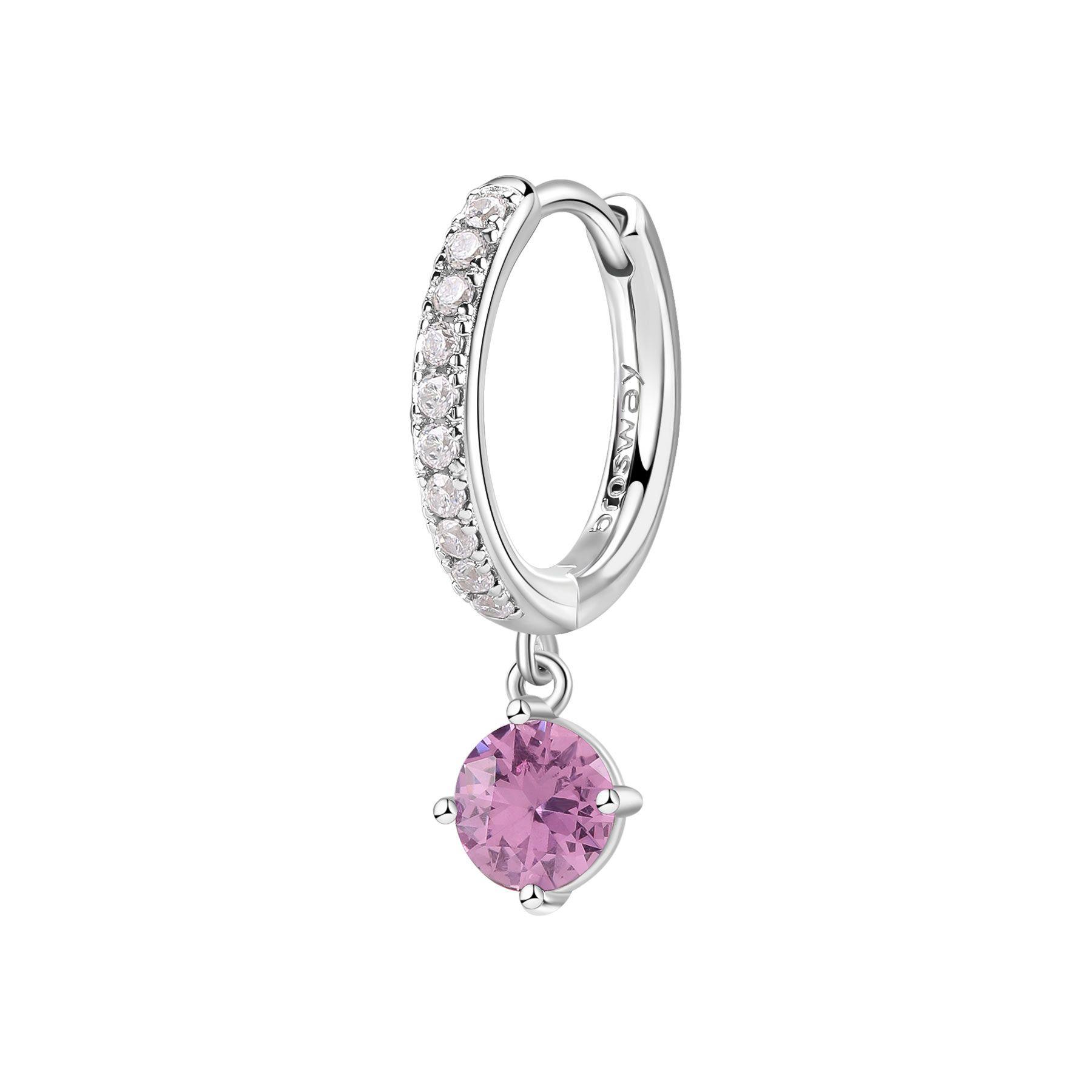 Mono orecchino Fancy in argento con zirconi bianchi e rosa - BROSWAY