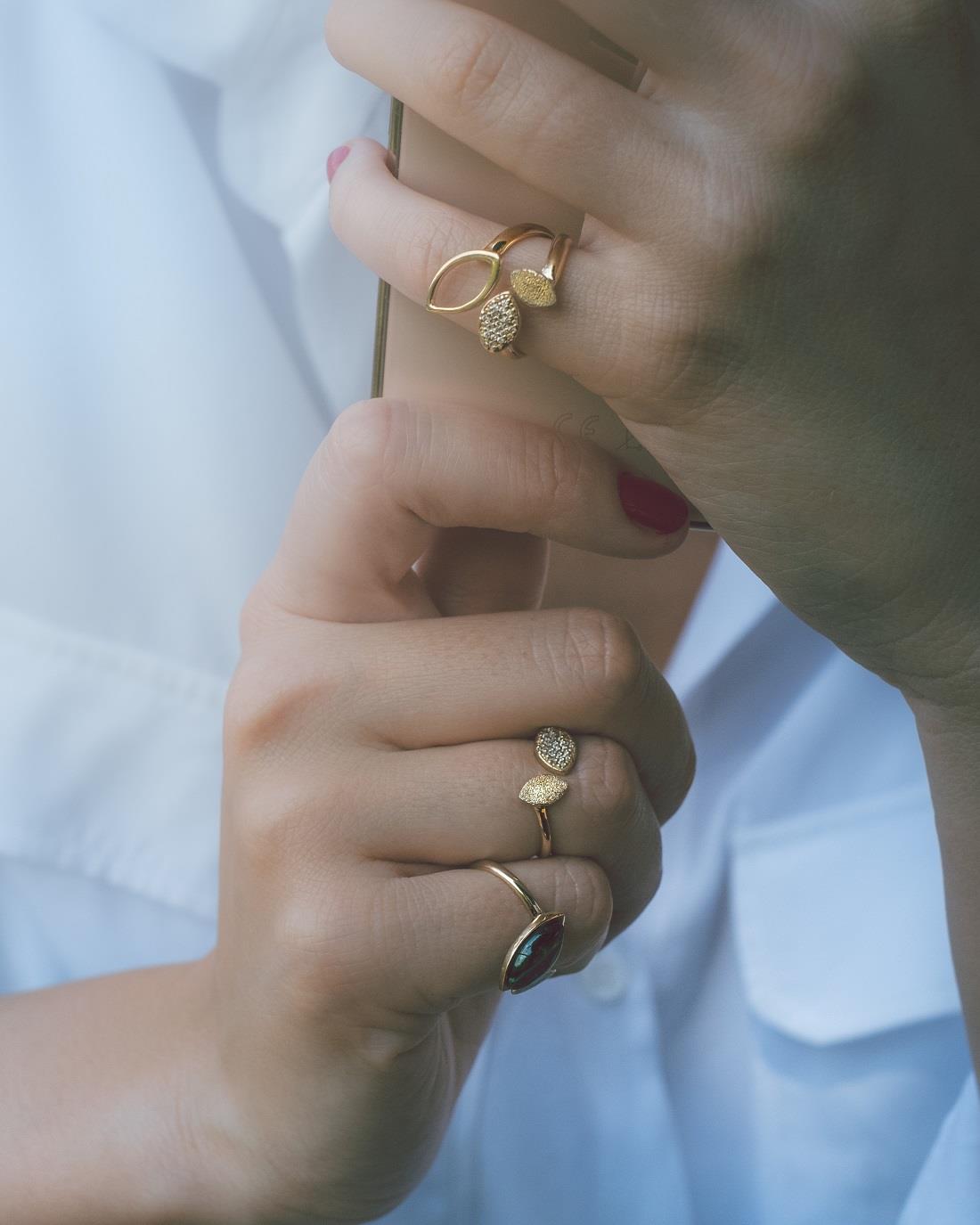 Anelli A Forma Di Foglia Minimalista Per Le Donne, Anello In - Foto 9