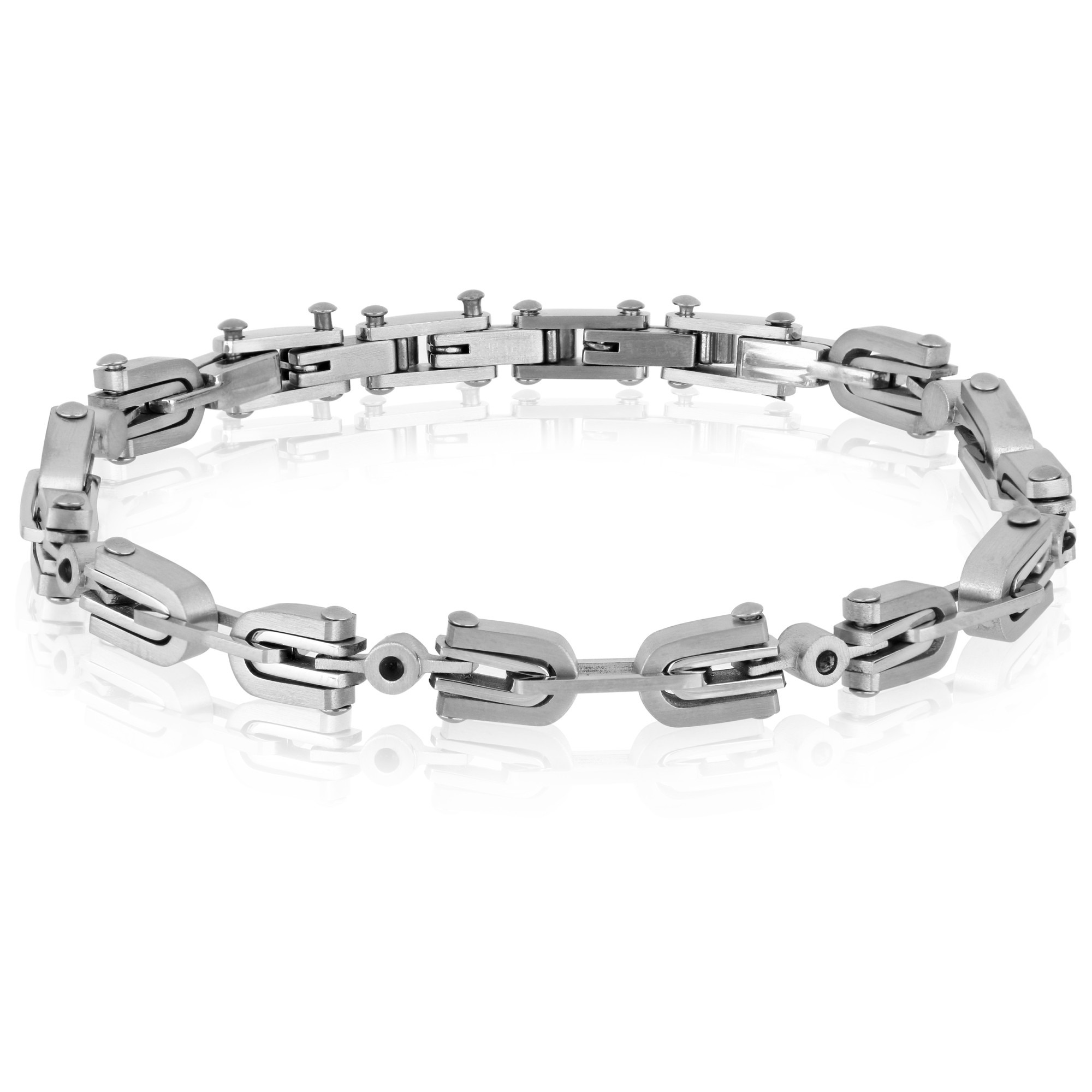 Pulsera de cadena en acero con circonitas negras 20 cm - LUXURY MILANO