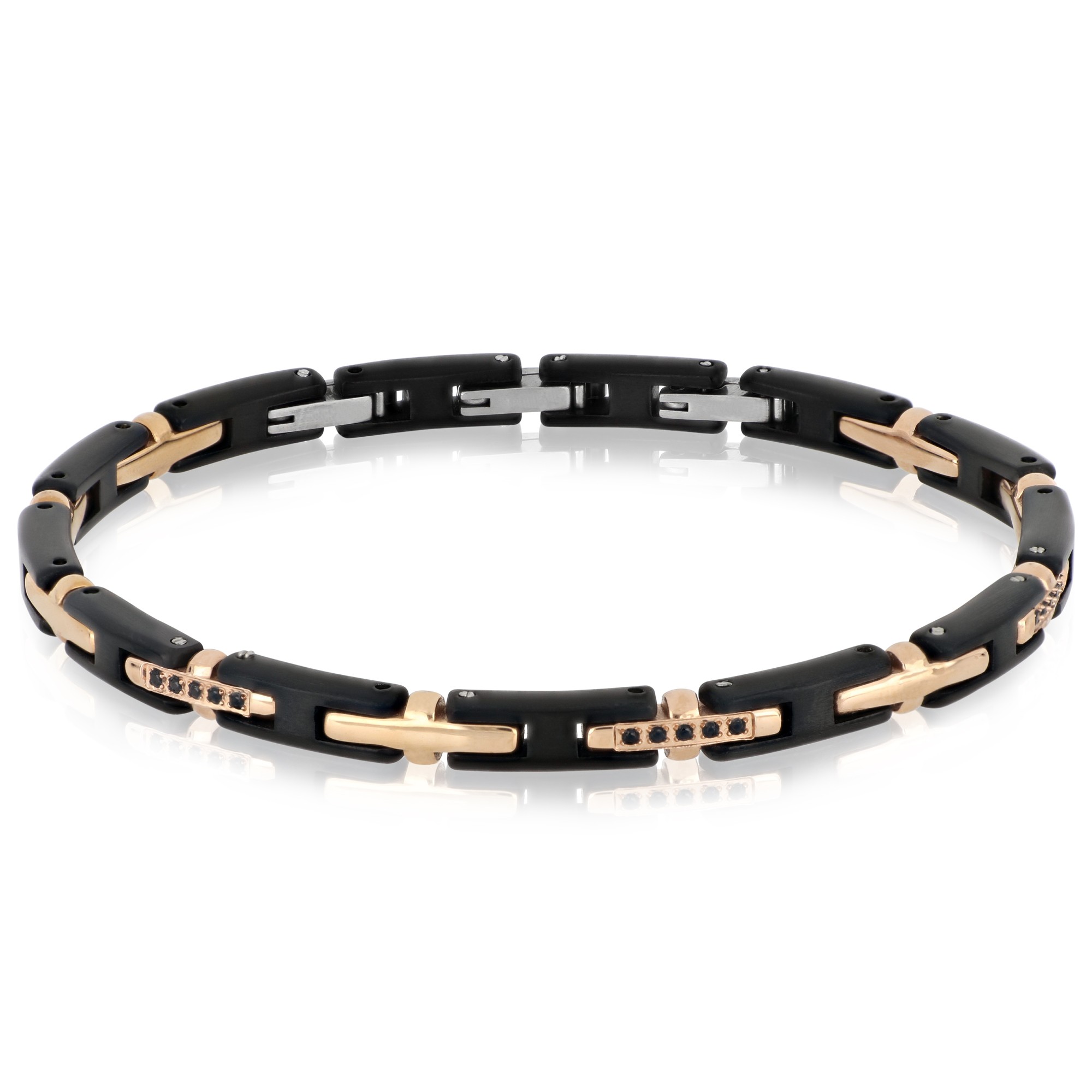 Pulsera cadena negra con circonitas negras luxury milano - LUXURY MILANO