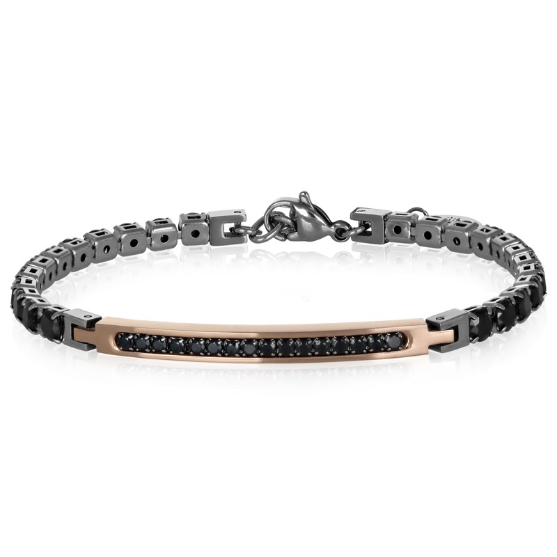 Bracciale tennis uomo in acciaio e zirconi - GOYATE