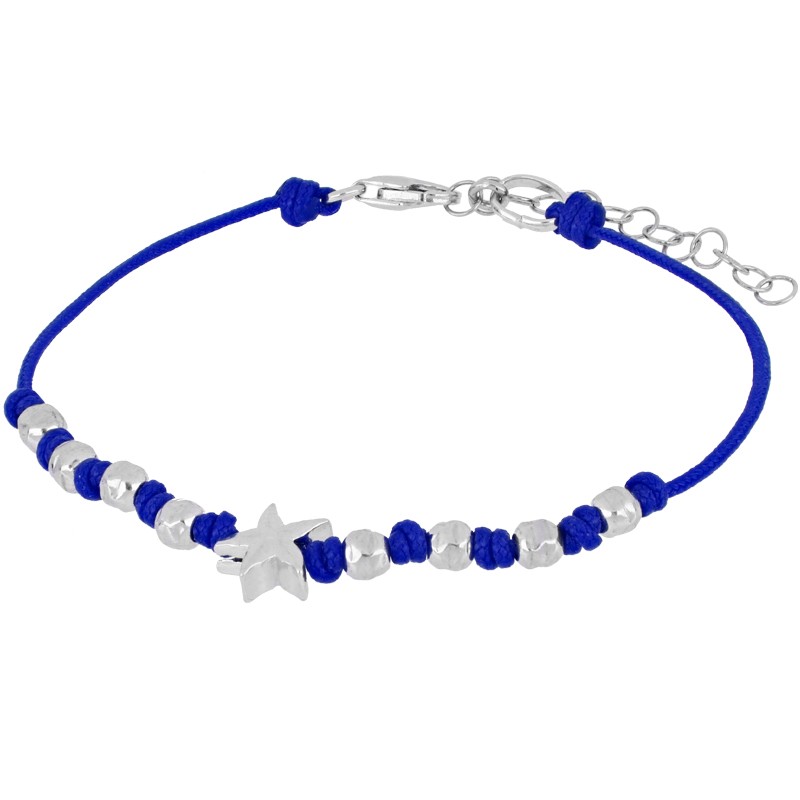 Pulsera con tortuga en plata de ley 925 y cord&oacute;n azul - LUXURY MILANO