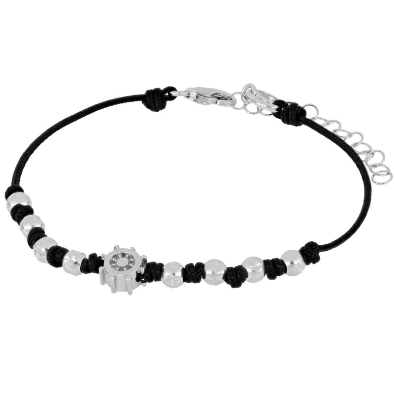 Pulsera plata 925 tim&oacute;n y cord&oacute;n azul - LUXURY MILANO