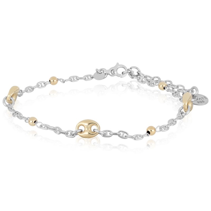Pulsera eslabones marinos plata ros&eacute; y rodiada 18+3 cm - LUXURY MILANO