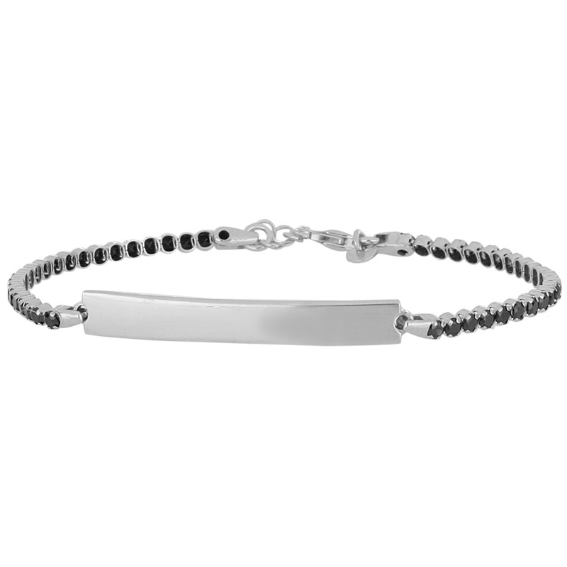 Pulsera tennis circonitas negras plata 925 ajustable - LUXURY MILANO