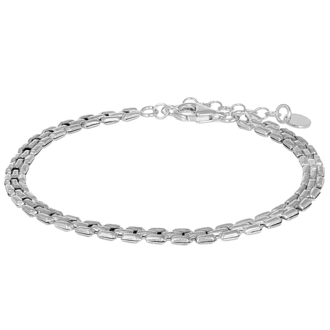 Men's flat chain bracelet in rhodium-plated 925 silver - LUXURY MILANO
