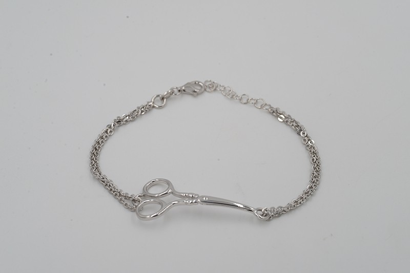 Pulsera tijeras en plata 925 rodiada ajustable - LUXURY MILANO