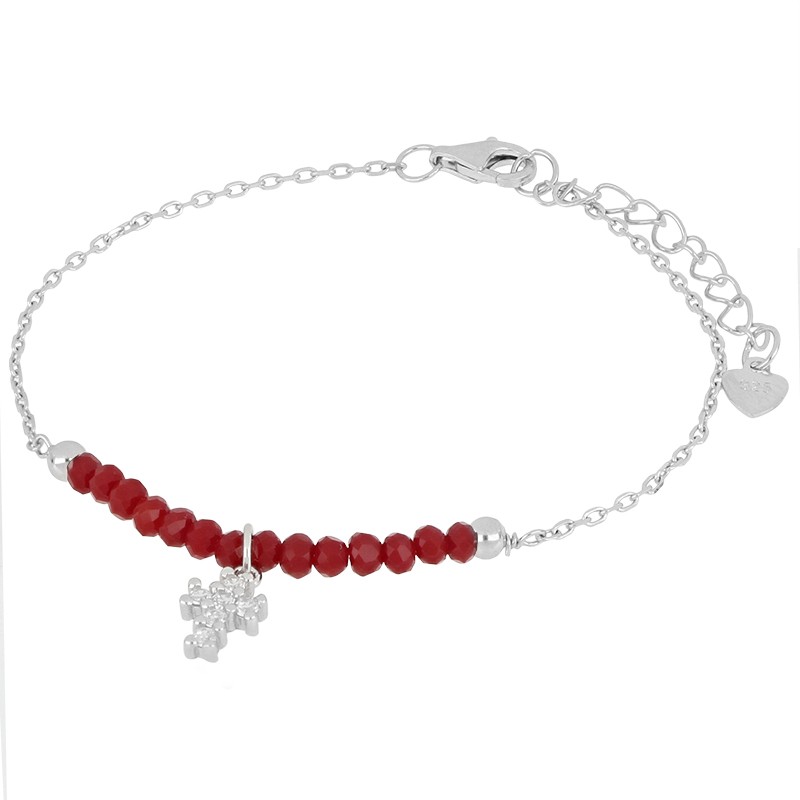 Pulsera de plata color blanco con circonitas blancas y rojas - LUXURY MILANO