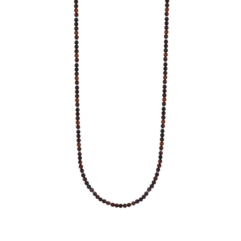 Collar de bolitas de jaspe en acero ajustable 50+3 cm - LUXURY MILANO
