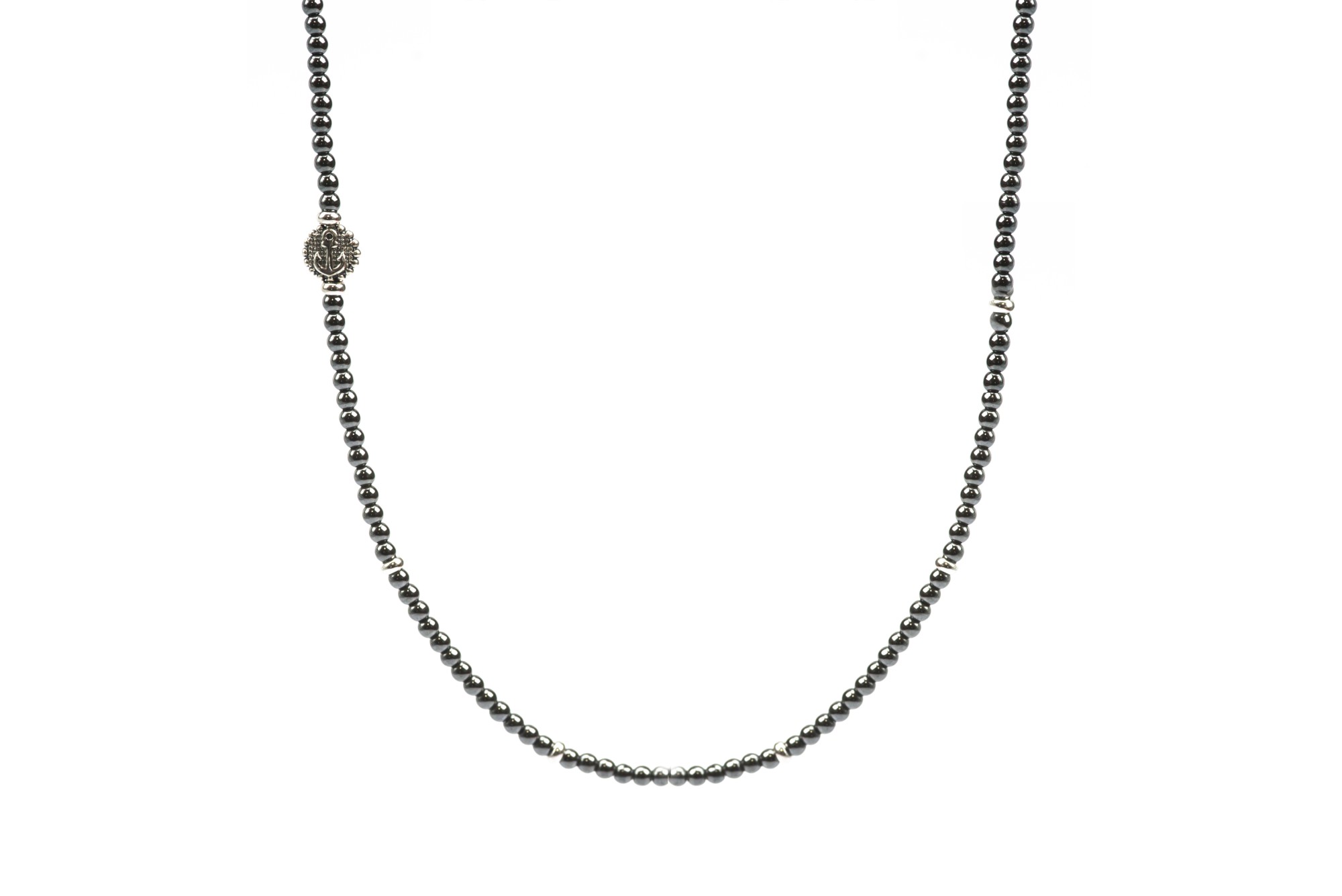 Collar de bolitas en plata 925 oscurecida con hematita - LUXURY MILANO