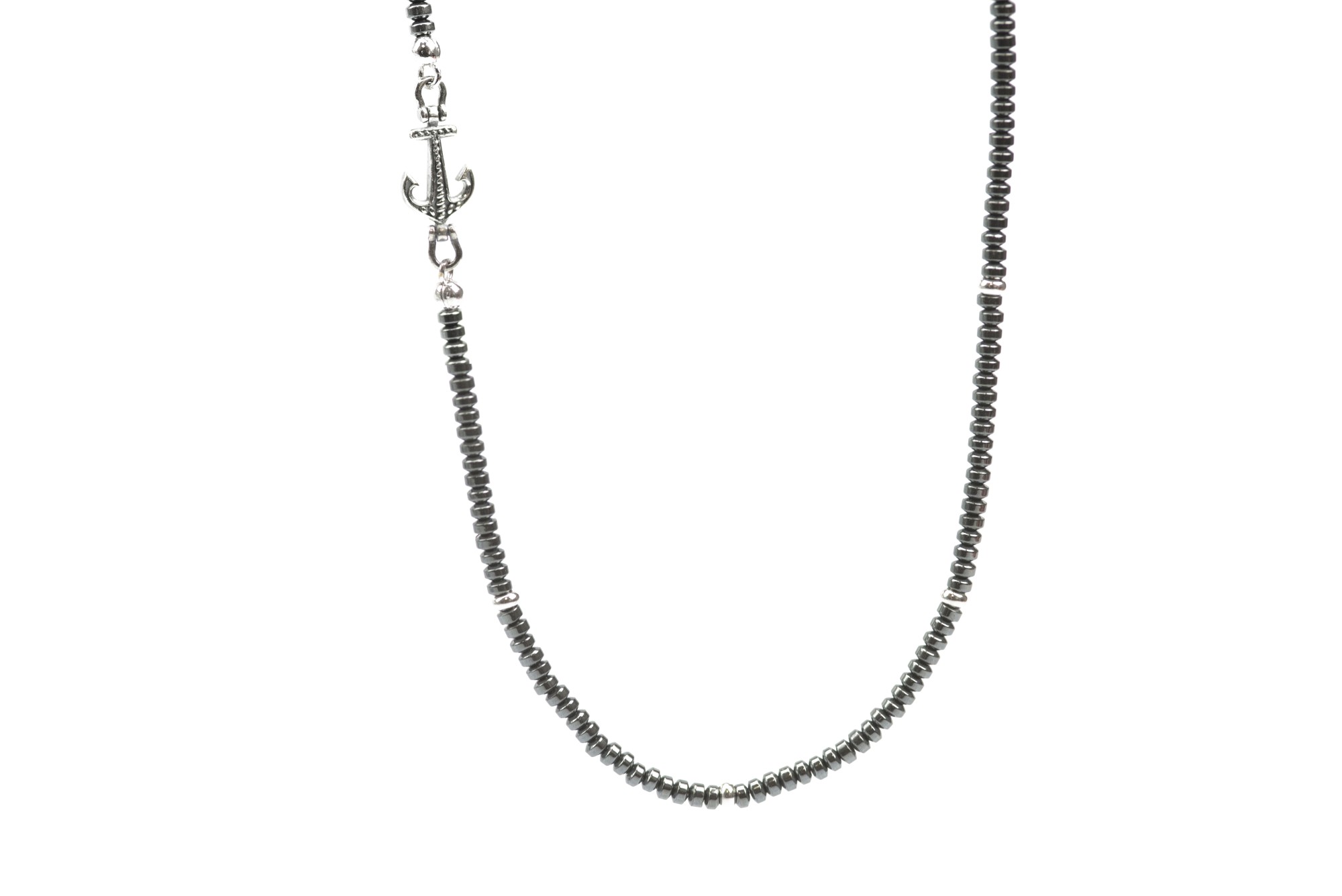Collar ancla hematita plata 925 ennegrecida - LUXURY MILANO