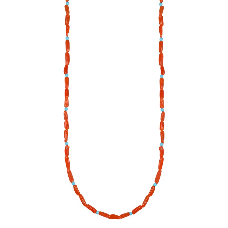 Collar hombre plata 925 coral y pasta de turquesa - LUXURY MILANO