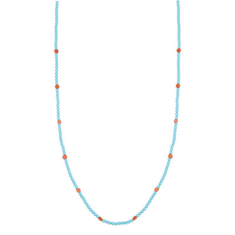 Collar hombre plata 925 coral y pasta de turquesa 3 mm - LUXURY MILANO