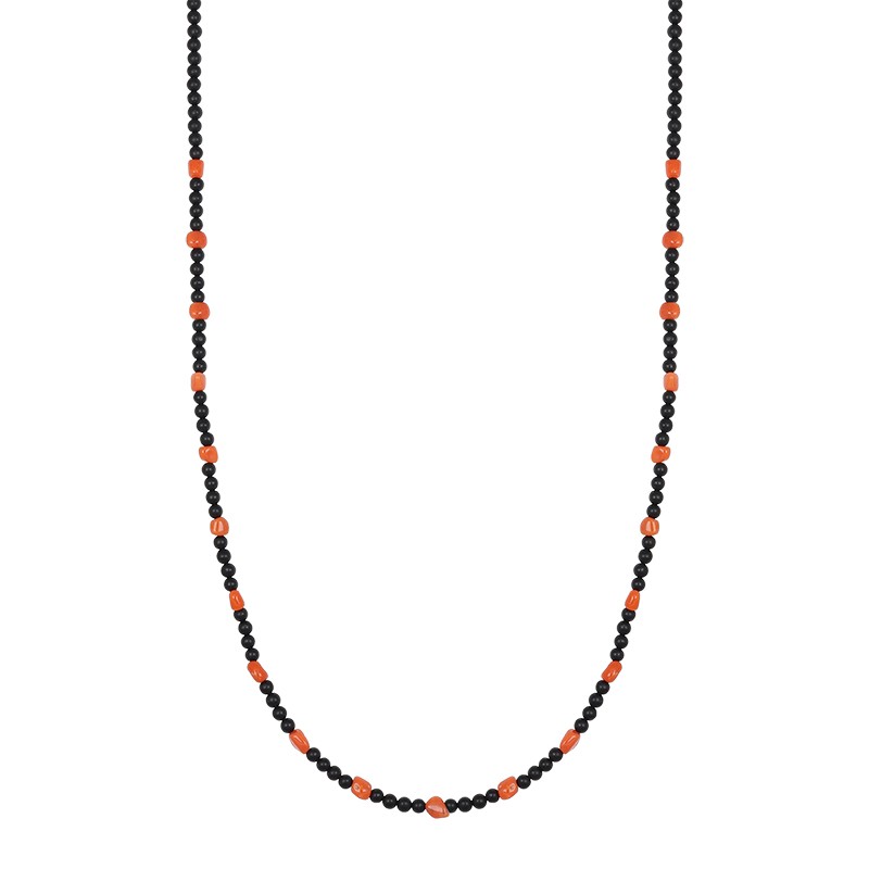 Collar hombre plata 925 &oacute;nix y coral 3 mm - LUXURY MILANO