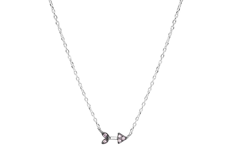 Collar de plata color blanco con circonitas blancas y rosas - LUXURY MILANO