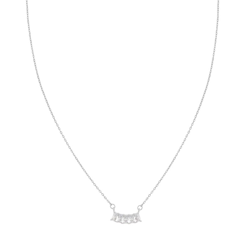 Collar de plata color blanco con circonitas blancas - LUXURY MILANO