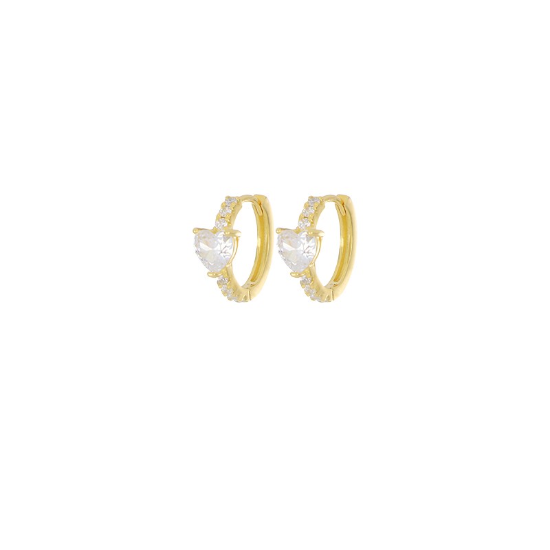 Pendientes de plata con coraz&oacute;n color amarillo y circonitas blancas - LUXURY MILANO