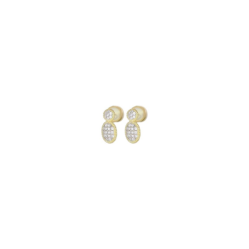 Pendientes de plata color amarillo con circonitas blancas - LUXURY MILANO