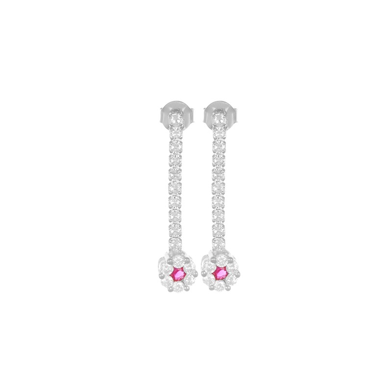Pendientes de plata color blanco con circonitas blancas y rojas - LUXURY MILANO