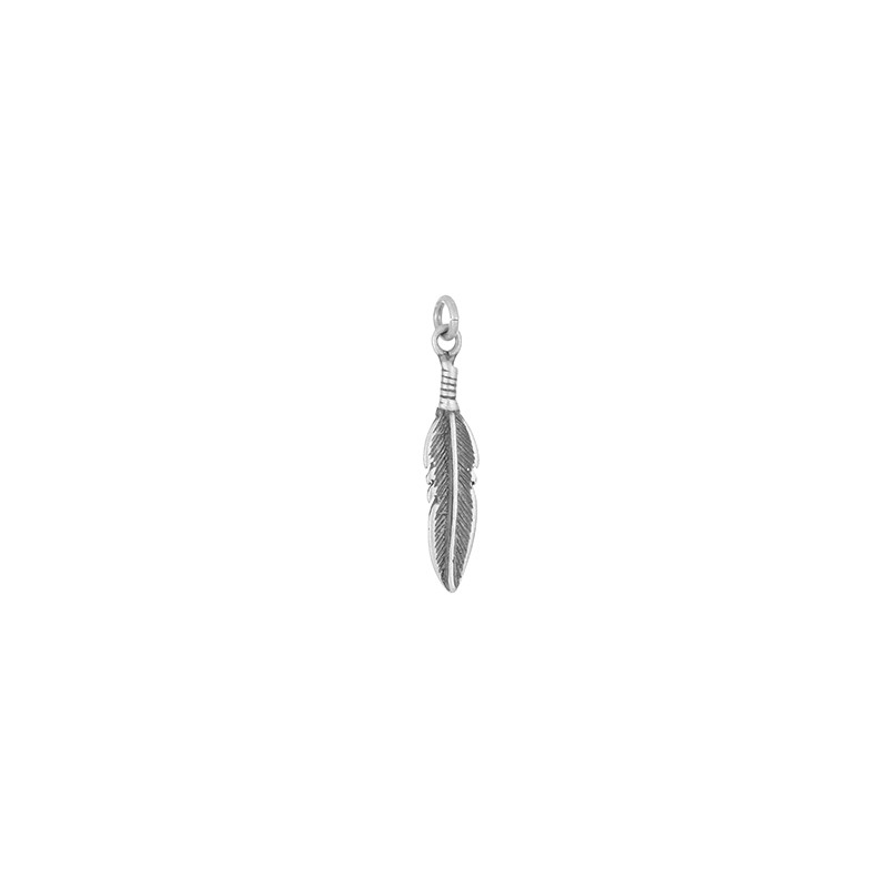 Colgante pluma en plata 925 oxidada 2,9 cm - LUXURY MILANO