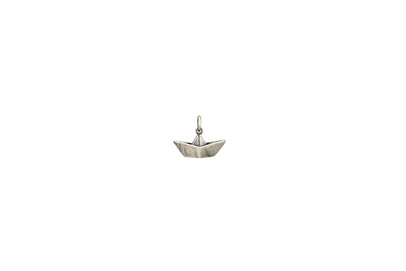 Colgante barquito de papel en plata 925 oxidada 1,8 cm - LUXURY MILANO