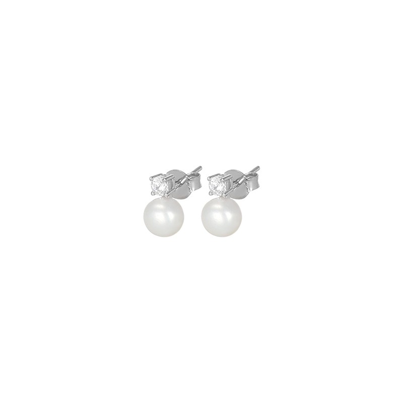 White silver earrings with freshwater pearls - LUXURY MILANO