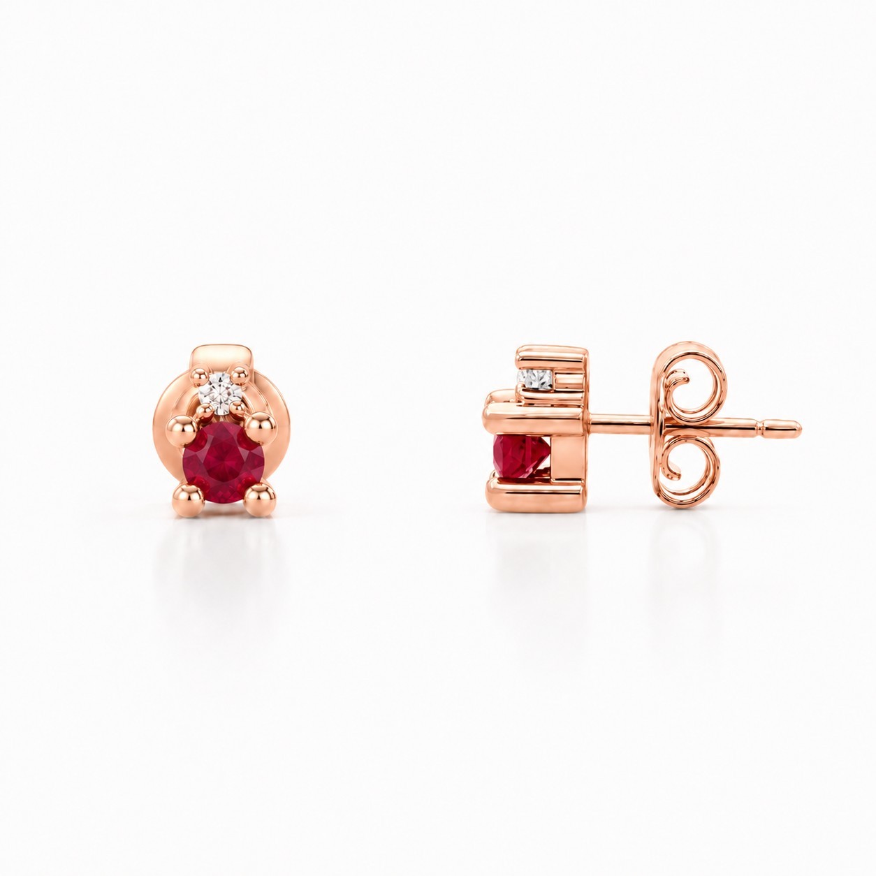 Rose gold earrings with diamond and ruby iride luxury milano - LUXURY MILANO