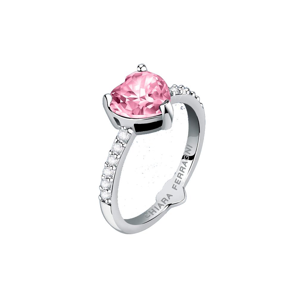 First Love collection ring in metal with white and pink zircons size 18 - CHIARA FERRAGNI