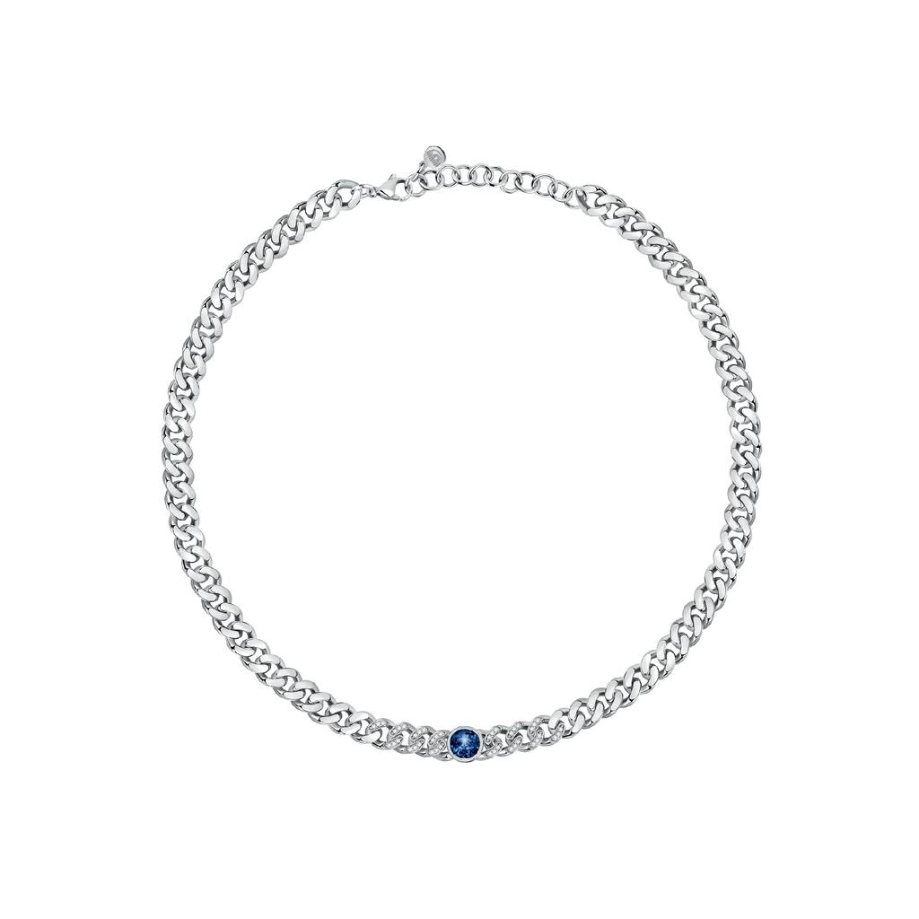 Collar de la colección Bossy Chain de metal con circonitas blancas y azules de 42cm - CHIARA FERRAGNI