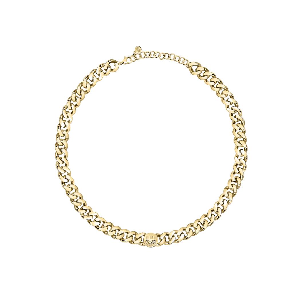 Bossy Chain collection necklace in metal with white zircons measuring 42cm - CHIARA FERRAGNI