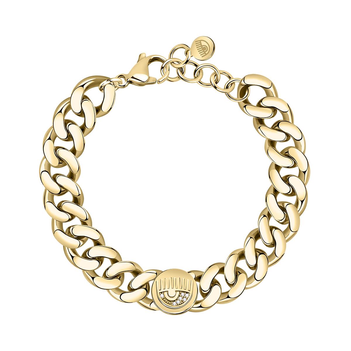 Bossy Chain collection bracelet in metal with white zircons measuring 16.5-19.5cm - CHIARA FERRAGNI