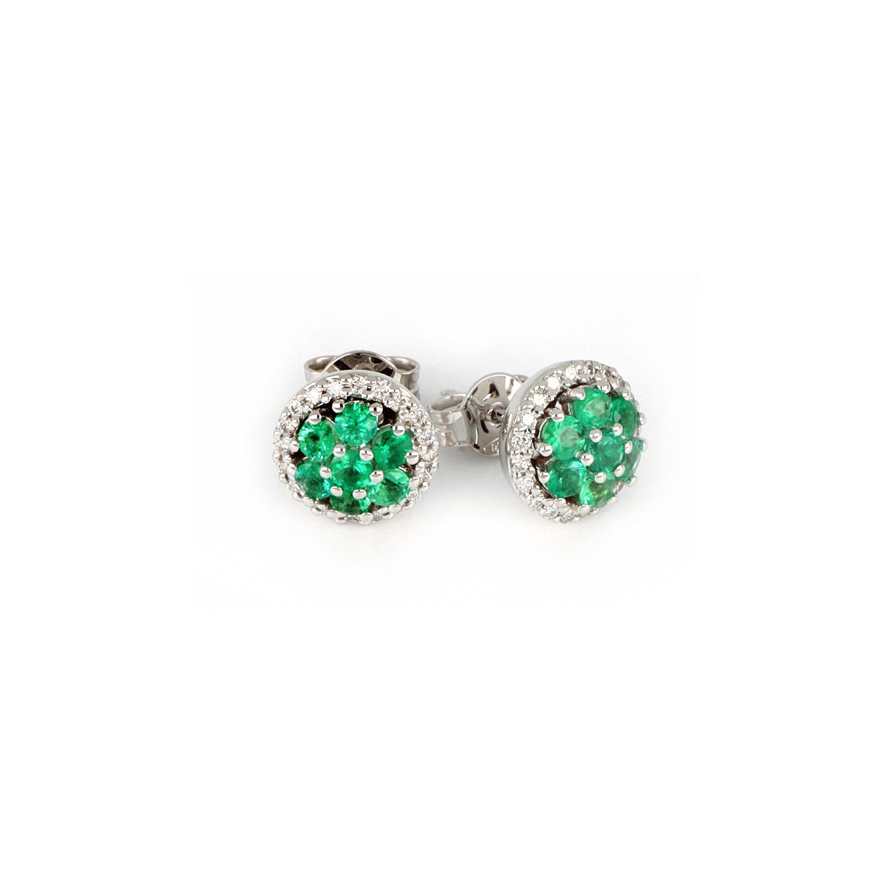 White gold earrings with emeralds and diamonds - GOLD ART