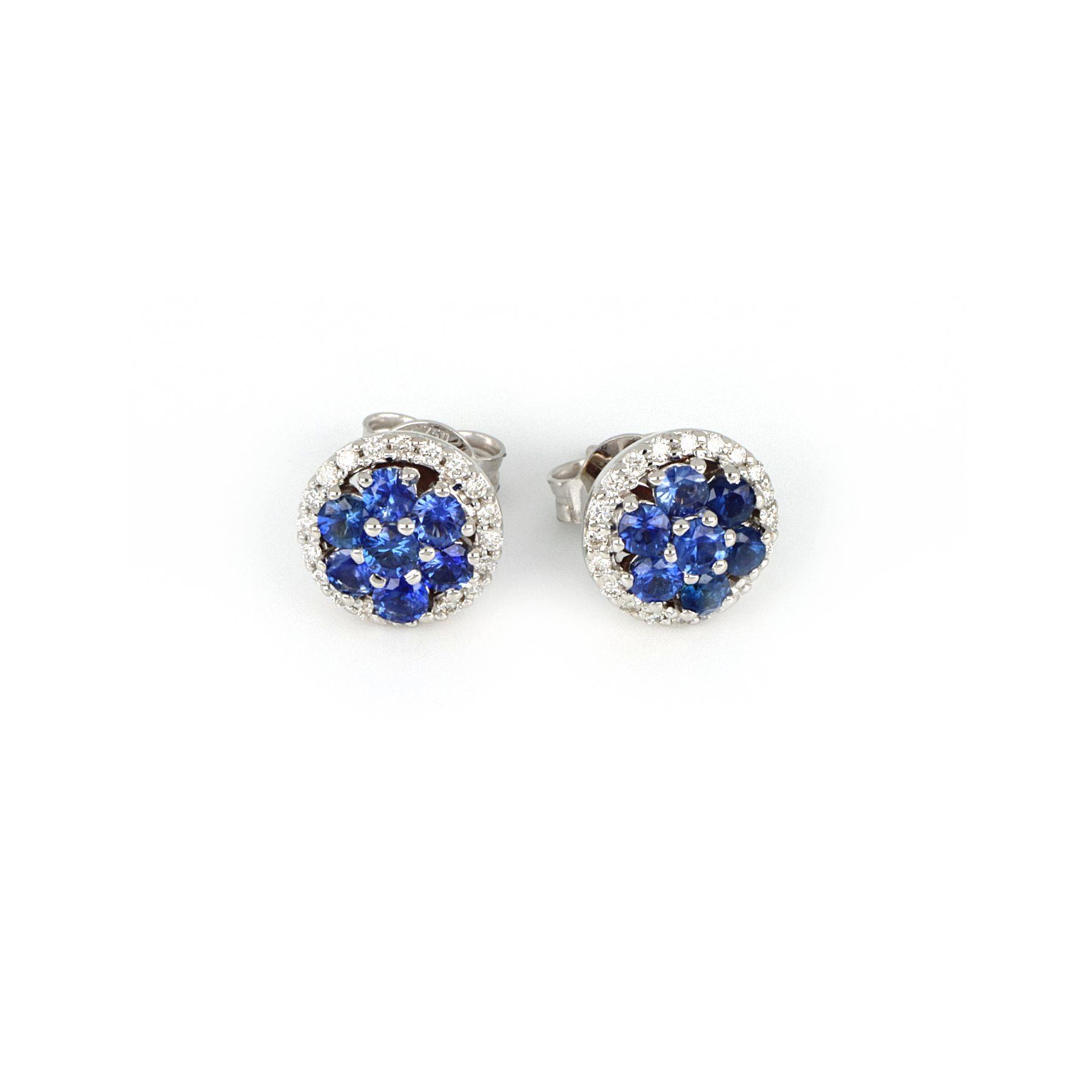 White gold earrings with sapphires and diamonds - GOLD ART