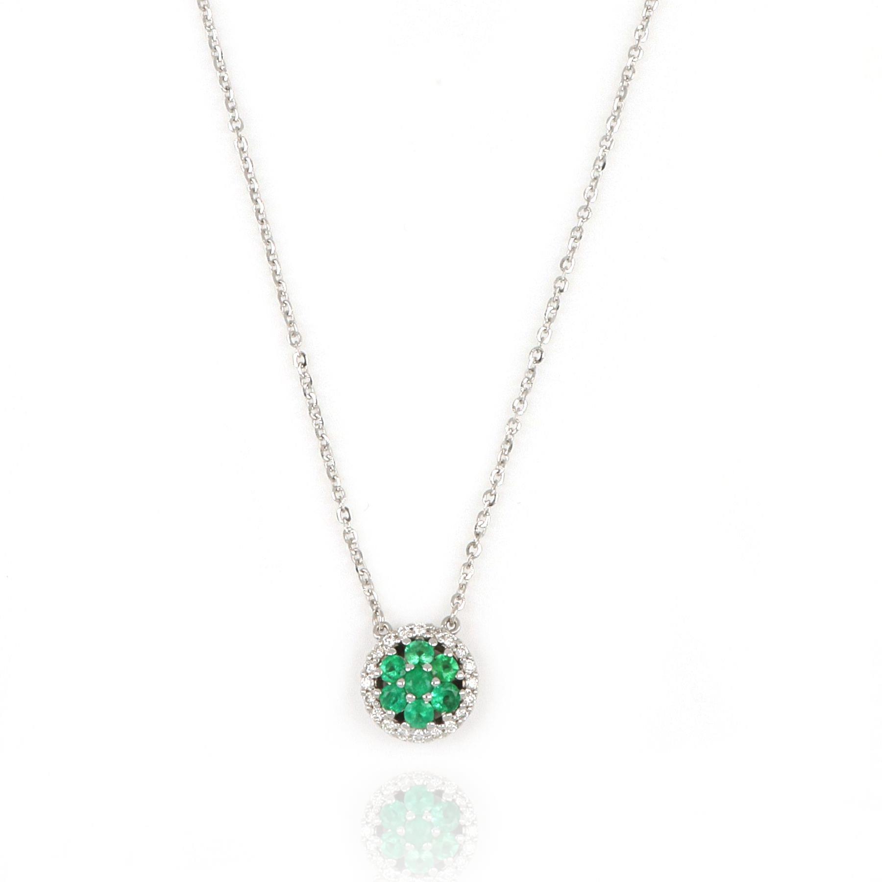 Collier white gold with emeralds and diamonds - GOLD ART