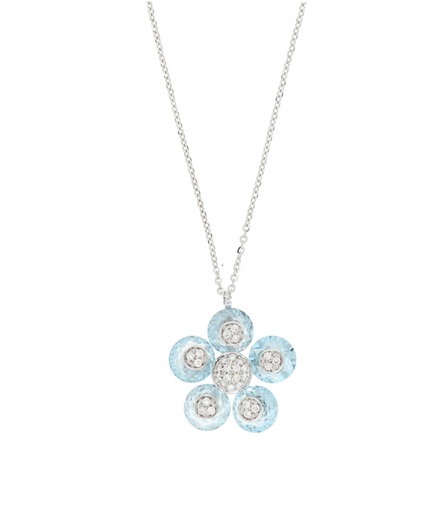 White gold necklace with flower - GOLD ART