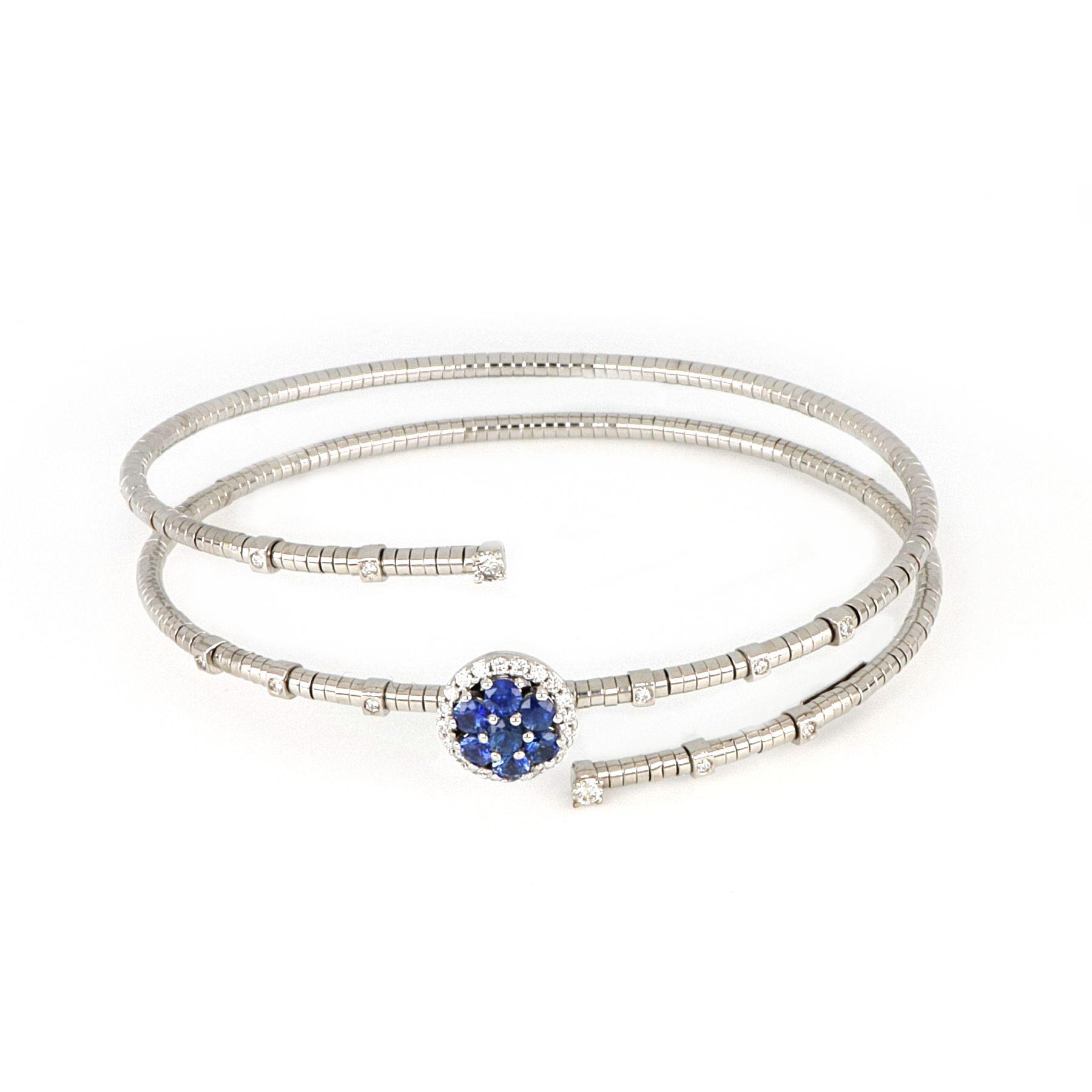 Bangle in white gold with sapphires and diamonds - GOLD ART