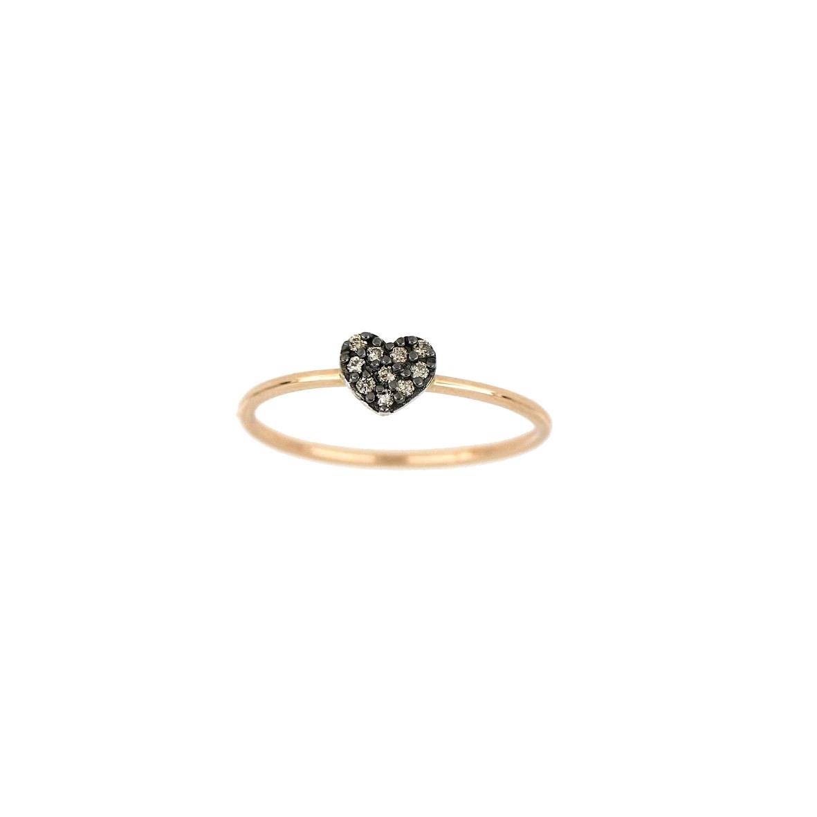 Anello in oro con cuore in diamanti neri - GOLD ART