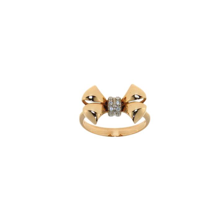 Rose and white gold ring with diamonds - GOLD ART