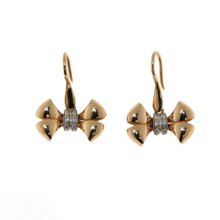 Rose and white gold earrings with diamonds - GOLD ART