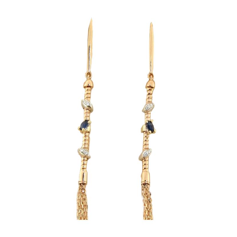 Rose and white gold earrings with sapphire and diamonds - GOLD ART
