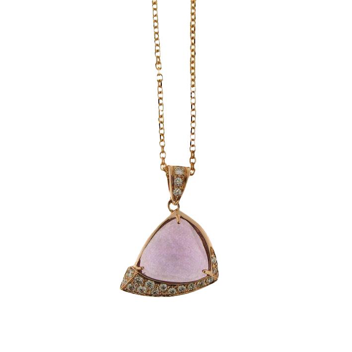 Rose gold necklace with amethyst and diamonds - GOLD ART