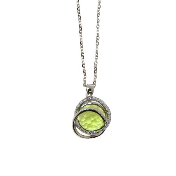 White gold necklace with peridot and diamonds - GOLD ART
