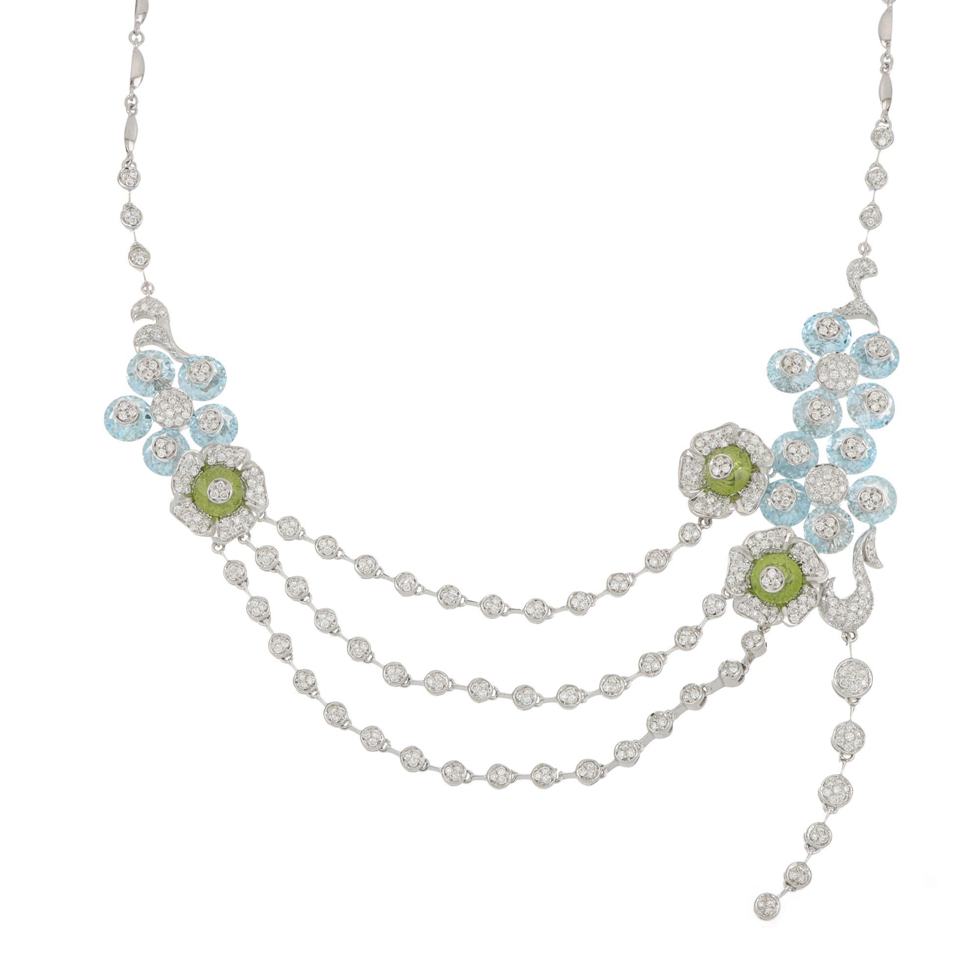 White gold necklace with stones and diamonds - GOLD ART