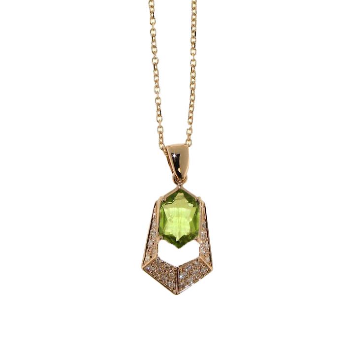 Rose gold necklace with peridot and diamonds - GOLD ART