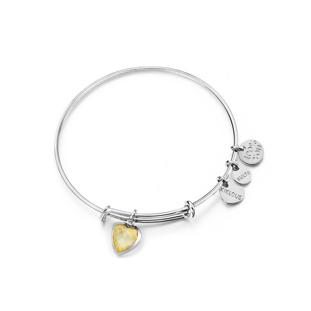 Rigid bracelet with red heart charm - KULTO