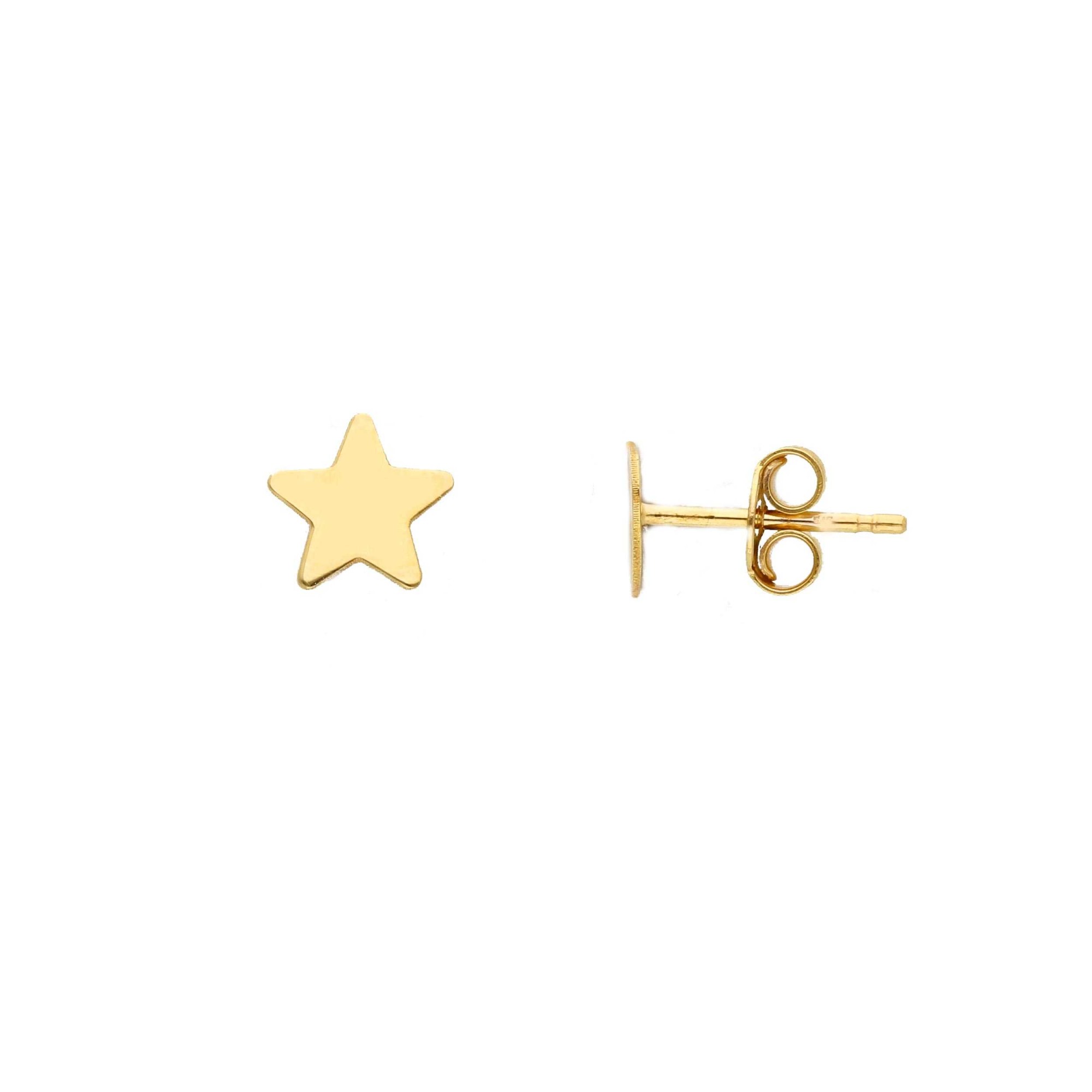 Pendientes de Bot&oacute;n con Estrella Plana en Oro Amarillo de 9kt - LUXURY MILANO