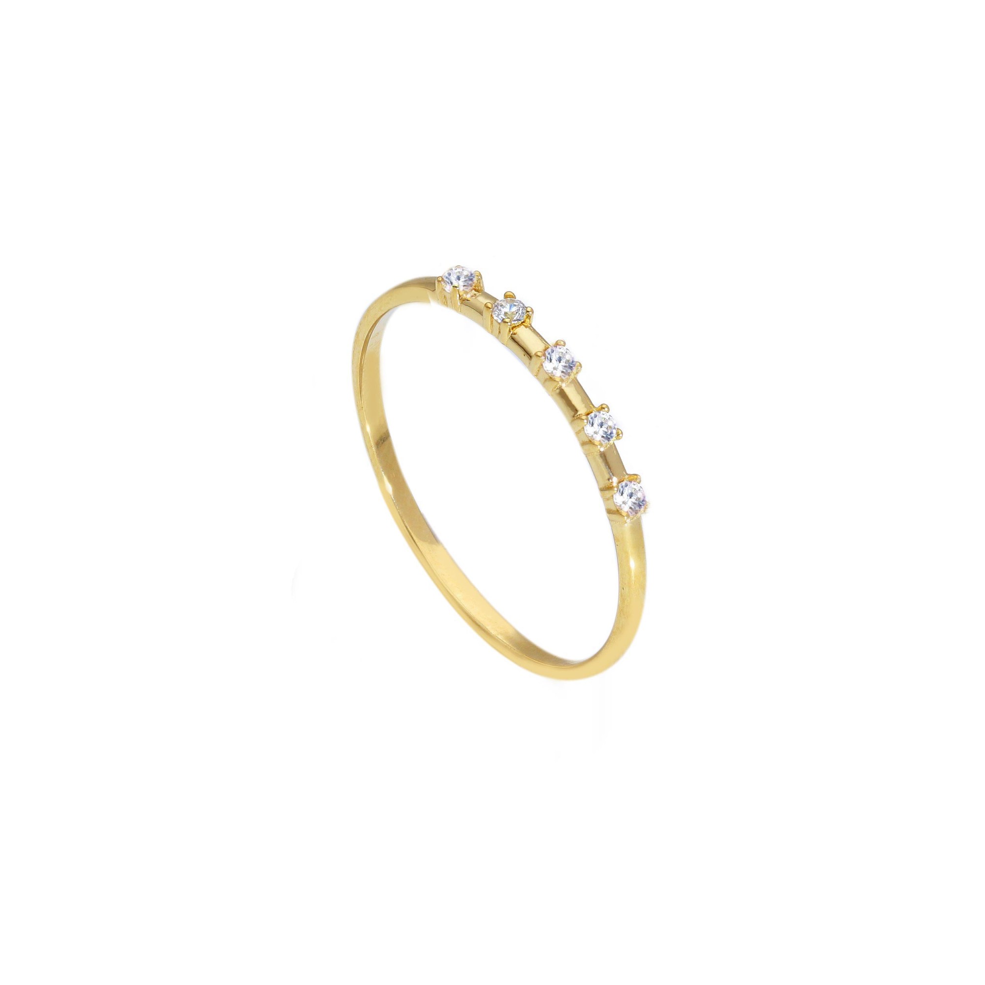 Anello fantasia in oro giallo 9kt con zirconi alternati - LUXURY MILANO