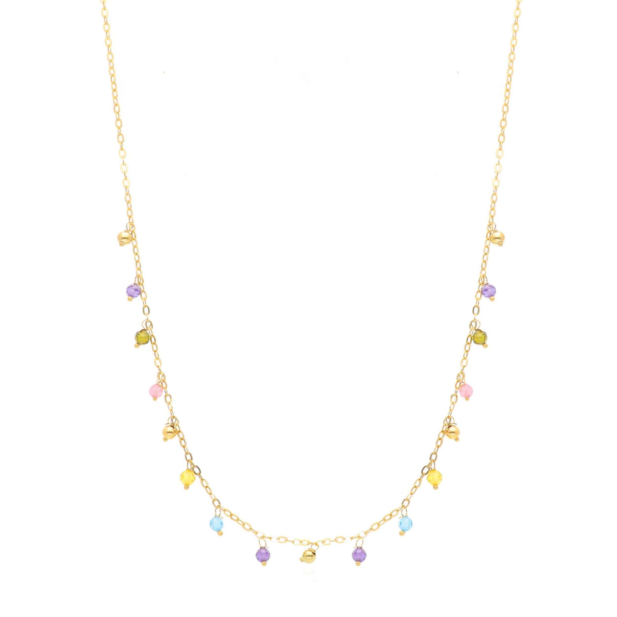 Collar en Oro Amarillo de 9kt con Charms de Colores - LUXURY MILANO
